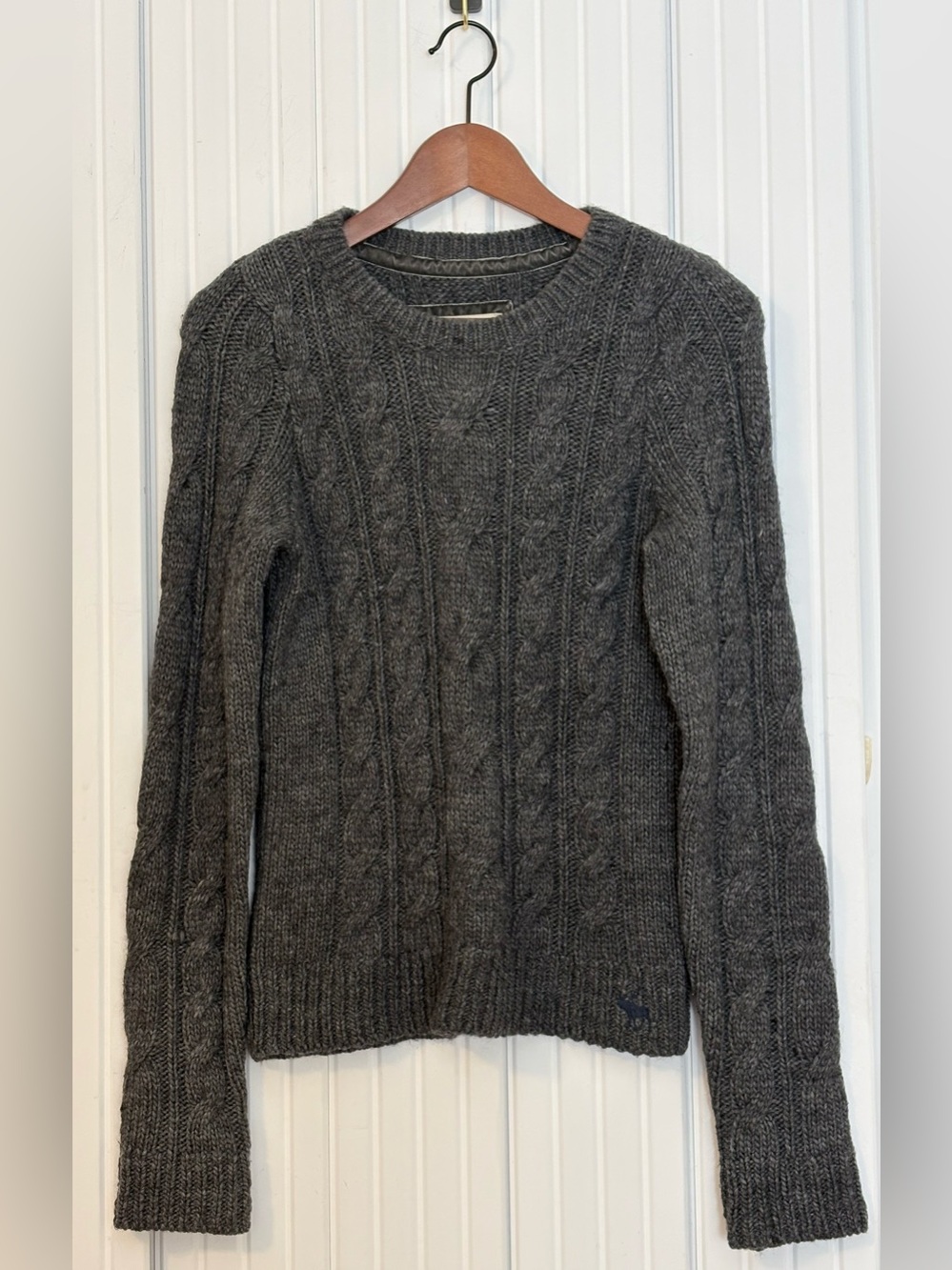 Abercrombie & Fitch Womens Cable Knit Sweater M Wool Alpaca Blend Preppy Scholar